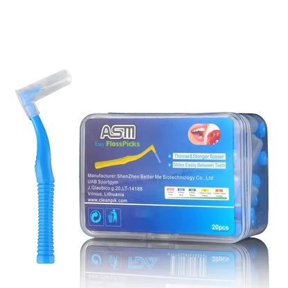 20-Piece L-Shaped Interdental Brushes – Push-Pull Orthodontic Toothpicks for Teeth Cleaning and Oral Hygiene