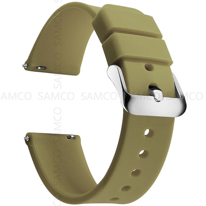 Silicone Quick Release Watch Bands 14–24mm for Samsung Galaxy, Garmin & Huawei - Soft Rubber Replacement Watch Straps