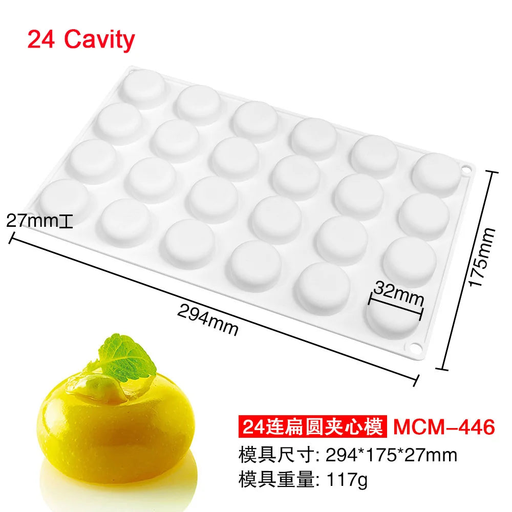 7-Option Flat Round Silicone Cake Molds — DIY Mousse, Chocolate, Dessert, Pudding & Jelly Baking Tools