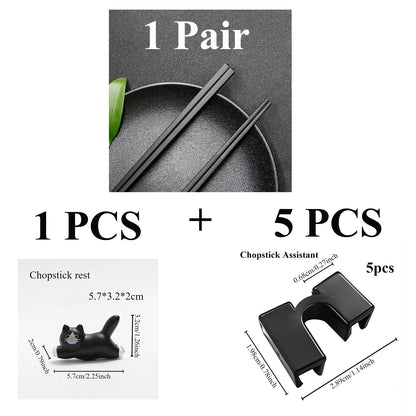 Reusable Black Alloy Chinese Chopsticks – Food Grade, Safe Bamboo, High-Temperature Sterilizable Sushi Sticks