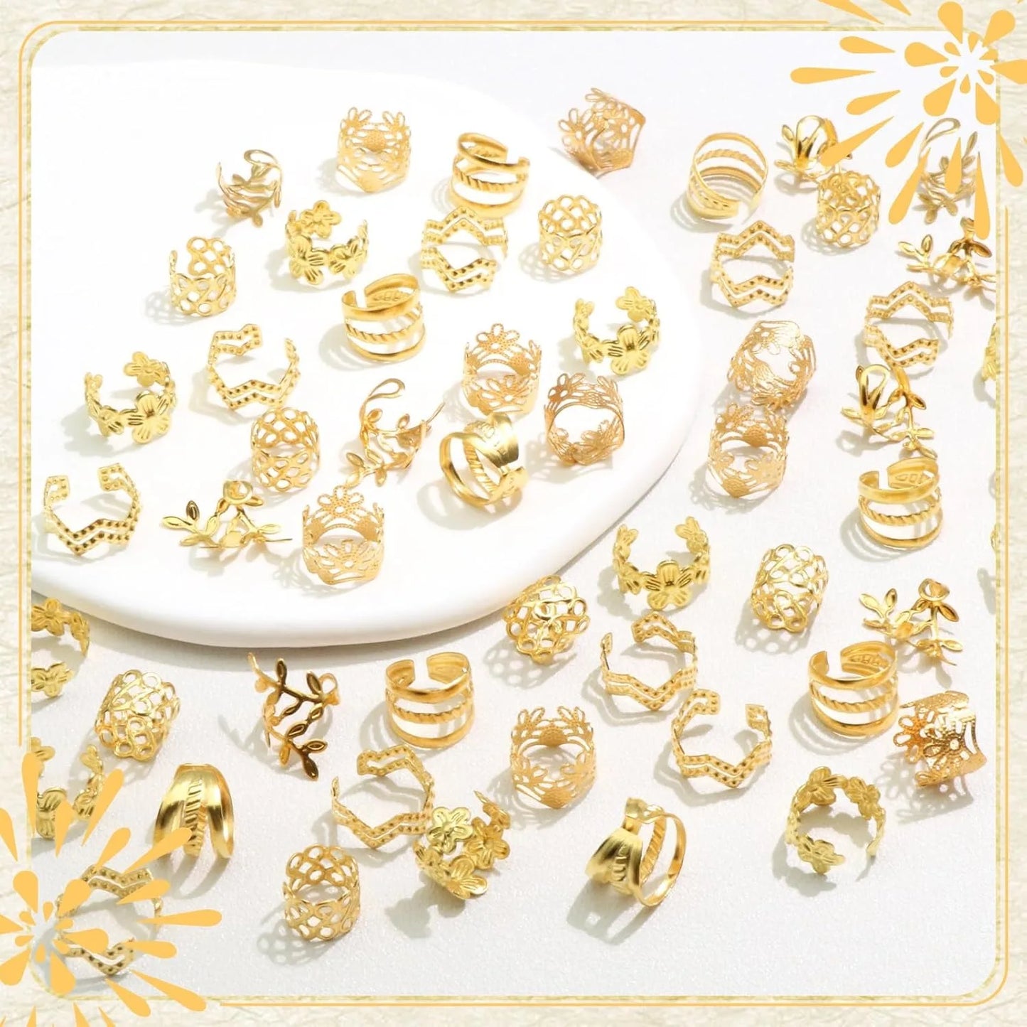 60PCS Gold Hair Jewelry for Braids — Metal Loc Clips, Dreadlock Accessories & Hair Decorations for Women