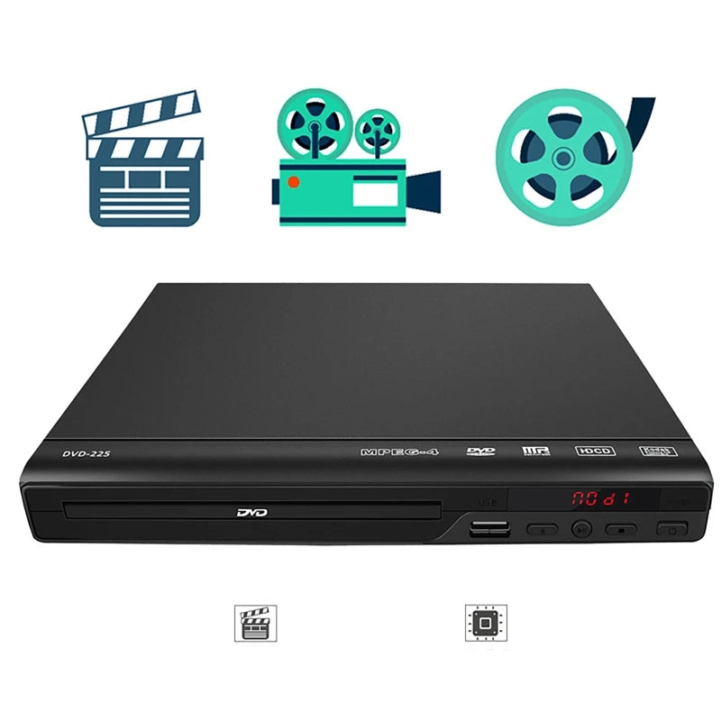 Multi-Region Full HD 1080P DVD Player – Multimedia Digital TV Disc Player for DVD, CD, MP3, MP4, RW, VCD, Home Theater System