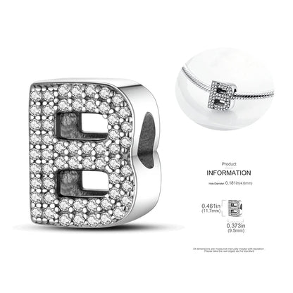 26 A-Z Alphabet Beads 925 Silver LOVE Letter Charms for 3mm Bracelets - CZ Zircon DIY Jewelry Gift