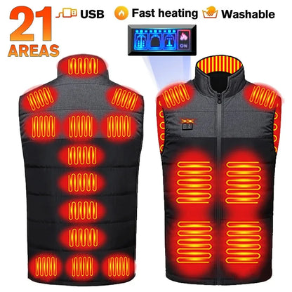21-Zone USB Heated Jacket for Men & Women – Warm Self-Heating Vest & Coat for Skiing, Camping, Hiking, and Winter Wear