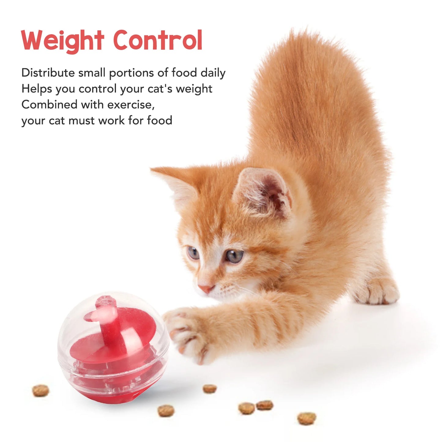 Cat Treat Dispensing Ball - Interactive Bite Resistant Slow Feeder Puzzle Toy for Kittens and Cats