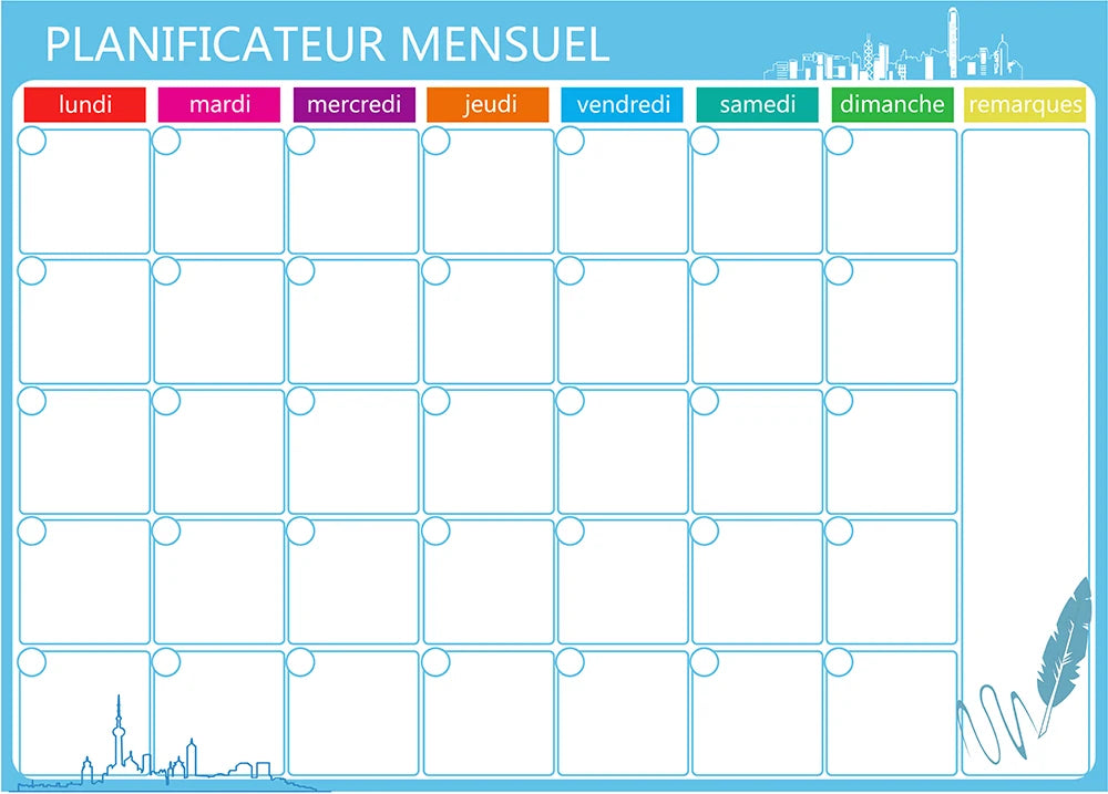 A3 Dry Erase Whiteboard Fridge Calendar – Weekly & Monthly Planner in Spanish, French, English