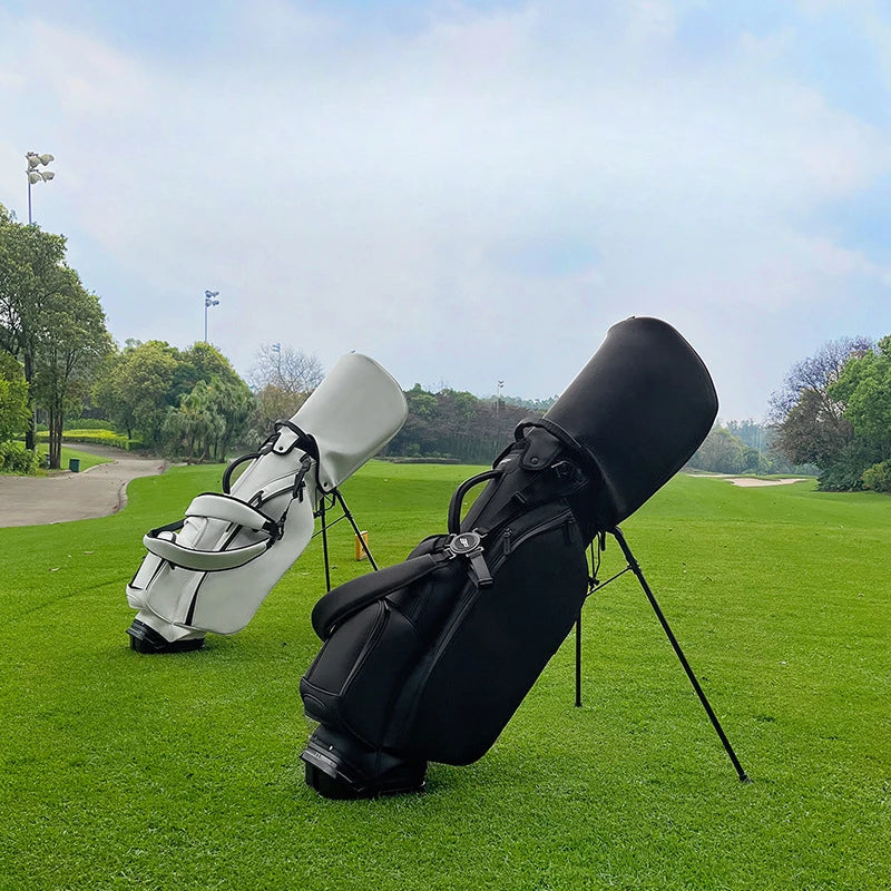 PLAYEAGLE Golf Stand Bag — Lightweight PU Leather Golf Bag with Stand, Multifunctional Golf Rack Bag for Men