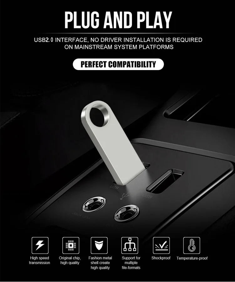 USB Flash Drive – Metal Pen Drive 4GB to 128GB Memory Stick, High-Speed USB Stick