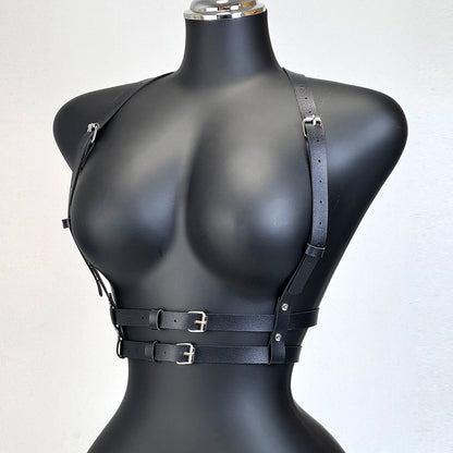Women's PU Leather Waist Belt - Punk Gothic Chest Harness Harajuku Suspenders