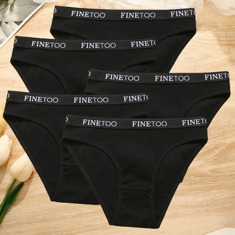 5-Pack Women’s Cotton Panties – Sexy Comfort Briefs with Letter Print & Waistband (M-XXL)