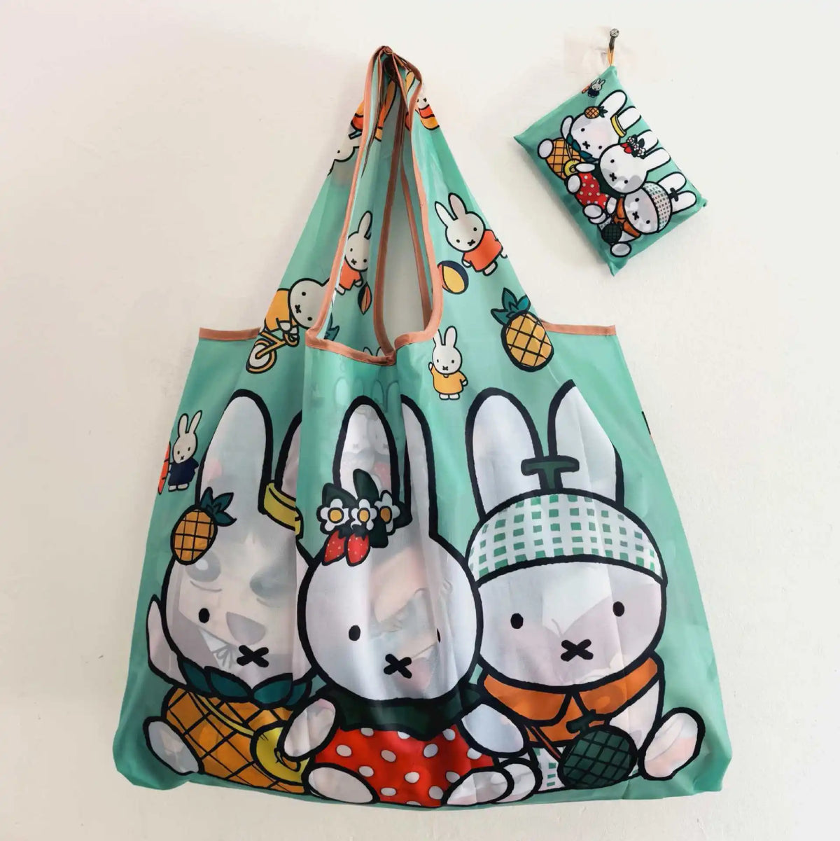 Miffy Rabbit Folding Shopping Bag - Extra-Large Waterproof Nylon Tote for Groceries, Travel, and Everyday Storage