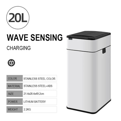 20L Stainless Steel Smart Sensor Trash Can — Automatic Kitchen Food & Waste Bin (15L/20L)
