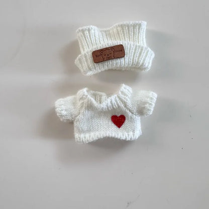 17cm Labubu Doll Clothes — Monster Outfit with Hat, Love Sweater & Casual Shoes for Sitting Party Accessories