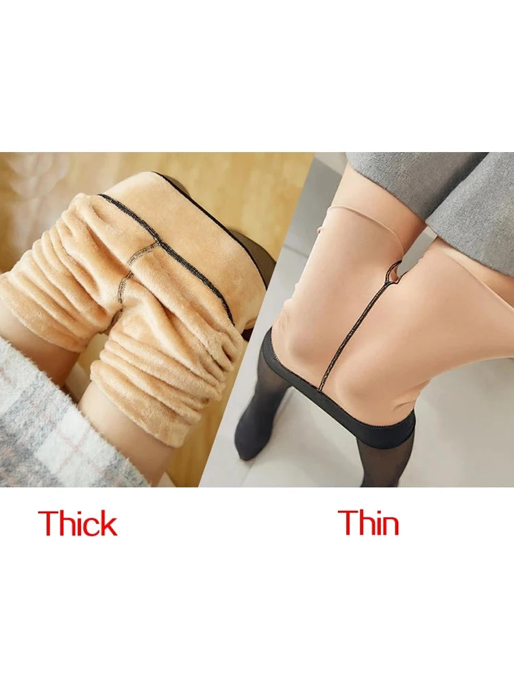 Winter Warm Women's Thermal Leggings: Sexy, Elastic, and High-Waisted Fleece Pantyhose