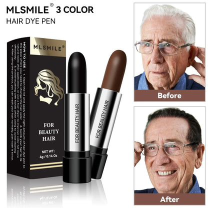 Black & Brown Hair Dye Pen – Temporary One-Time Hair Coloring Stick, Covers Grey & White Hair, Styling & Makeup Tool