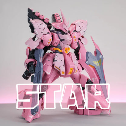1/144 RG Sazabi Sakura Pink Mecha Action Figure – High-Mobility Assembly Model Kit with Water Slide Decals, Desktop Collectible Gift