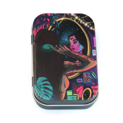 Metal Flip Storage Tin - Sealed Tobacco, Rolling Paper, Jewelry, Candy, Coin & Key Organizer