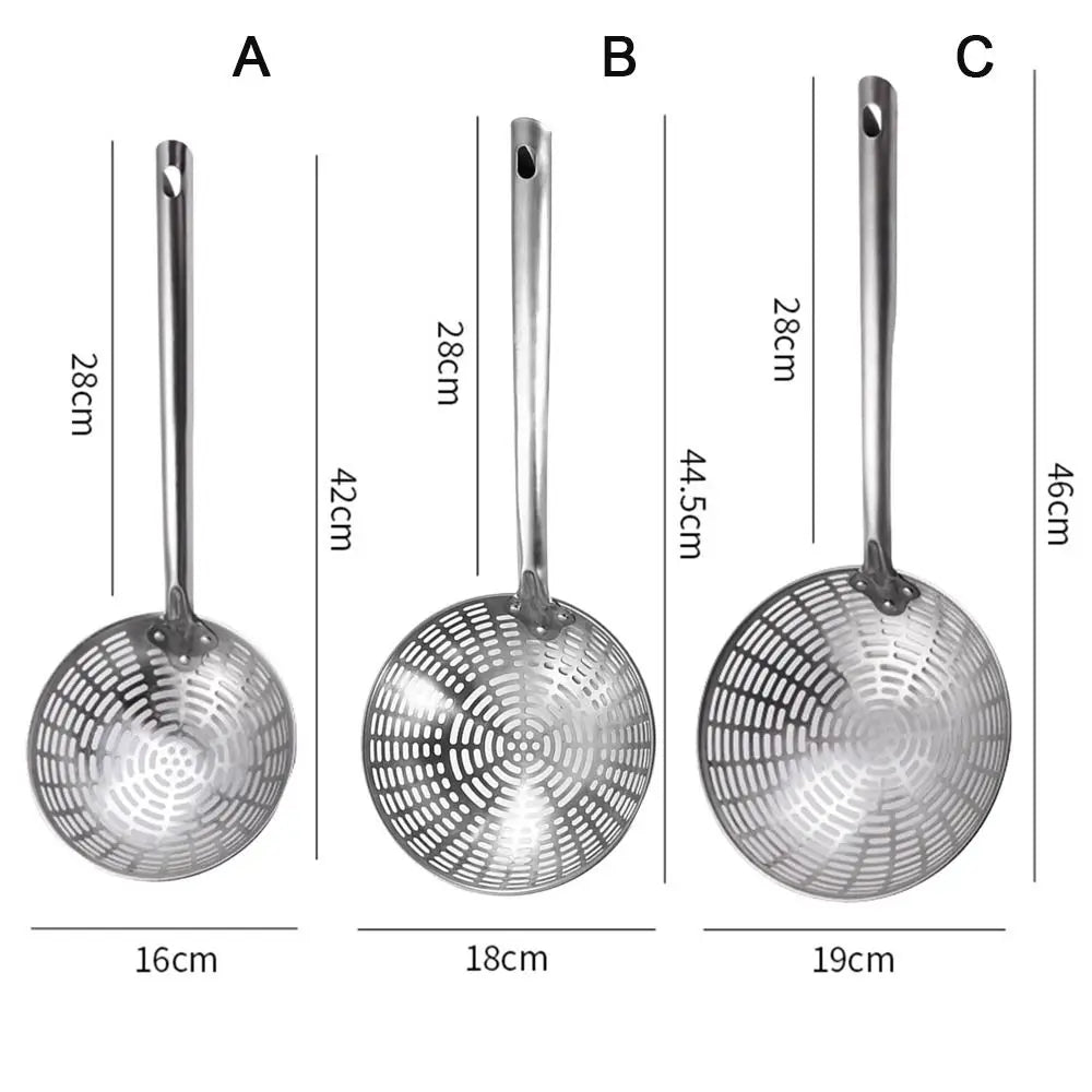 Stainless Steel Colander with Long Handle – Oil Frying Food Net Sieve & Leaky Spoon Kitchen Tool for Cooking