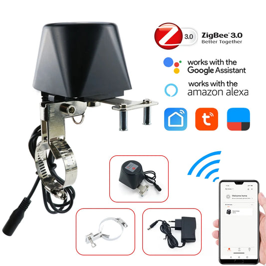 Tuya Zigbee Smart Gas & Water Valve Controller – WiFi Irrigation Timer Compatible with Alexa, Google Assistant, SmartLife