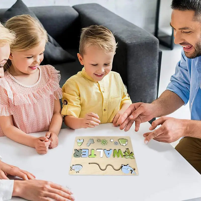 Montessori Personalized Wooden Name Puzzle — Custom Letter Board Educational Toy for Babies