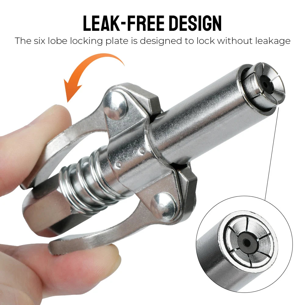 High Pressure Grease Coupler Nozzle: 10000PSI Grease Gun Pump Syringe with NPT1/8 Adapter - Brake Oil Change Tools & Car Accessories