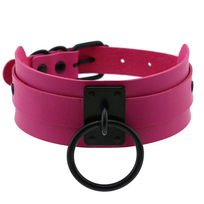 Punk Black O-Ring Leather Choker Necklace for Women – Gothic Emo Harajuku Rock Jewelry