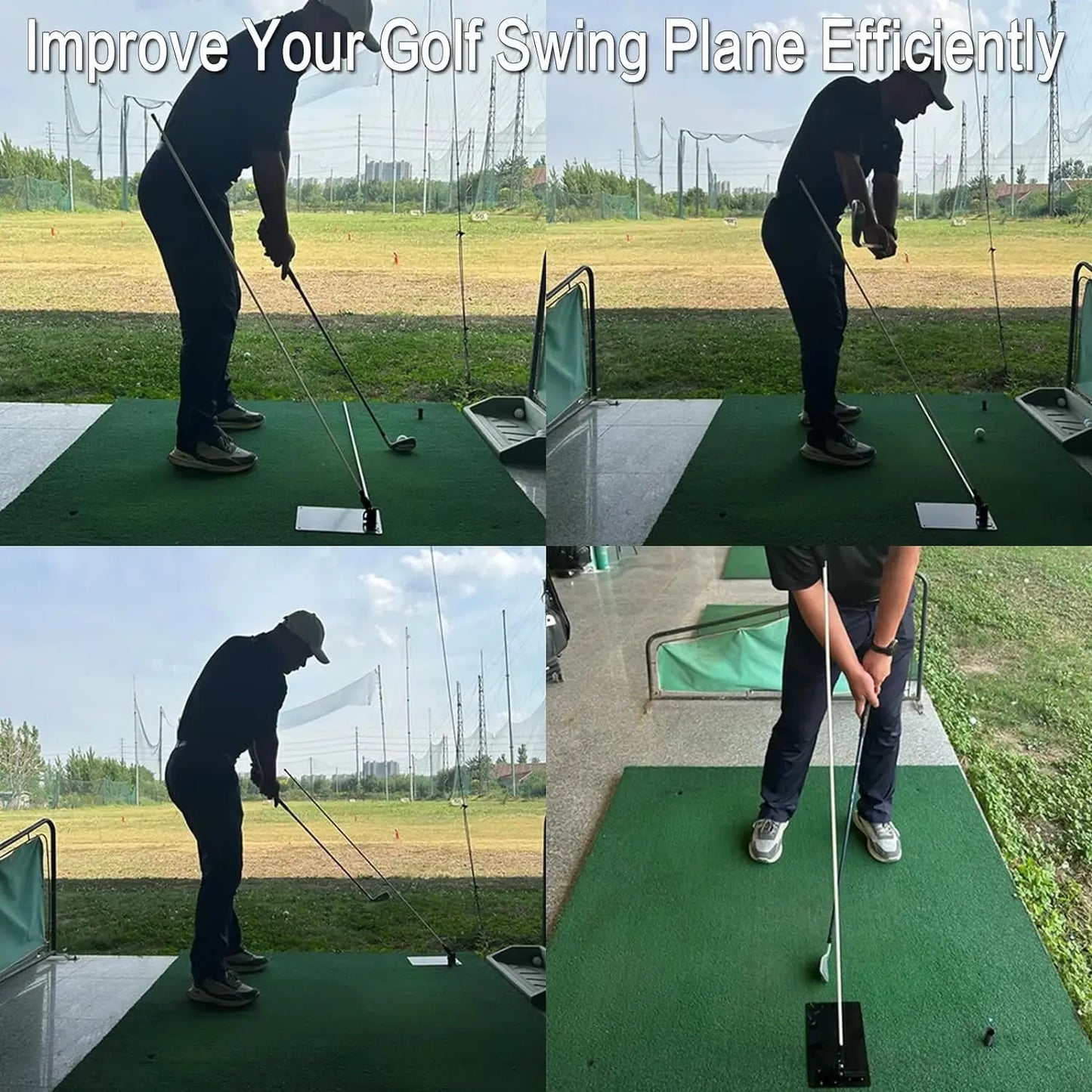 FINGER TEN Golf Alignment Stick Holder | Swing Practice Plate Plane Trainer | Training Aid with Alignment Stick Base