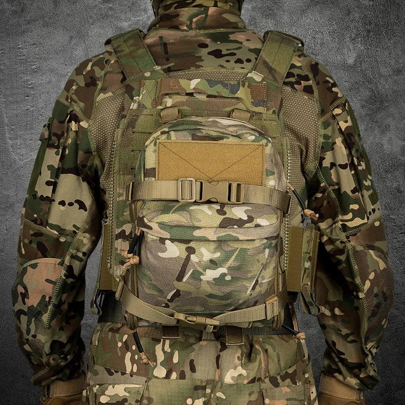 Mini Tactical Hydration Backpack - 1000D Nylon Outdoor Water Bladder Carrier with Zipper Pouch, Ideal for Hunting and Sports