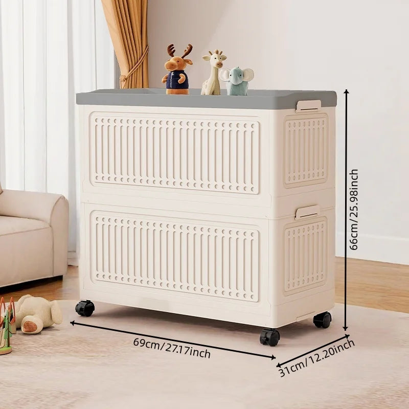 Large Capacity Foldable Toy Storage Bin - Wheeled Organizer for Living Room, Bedroom & Bathroom