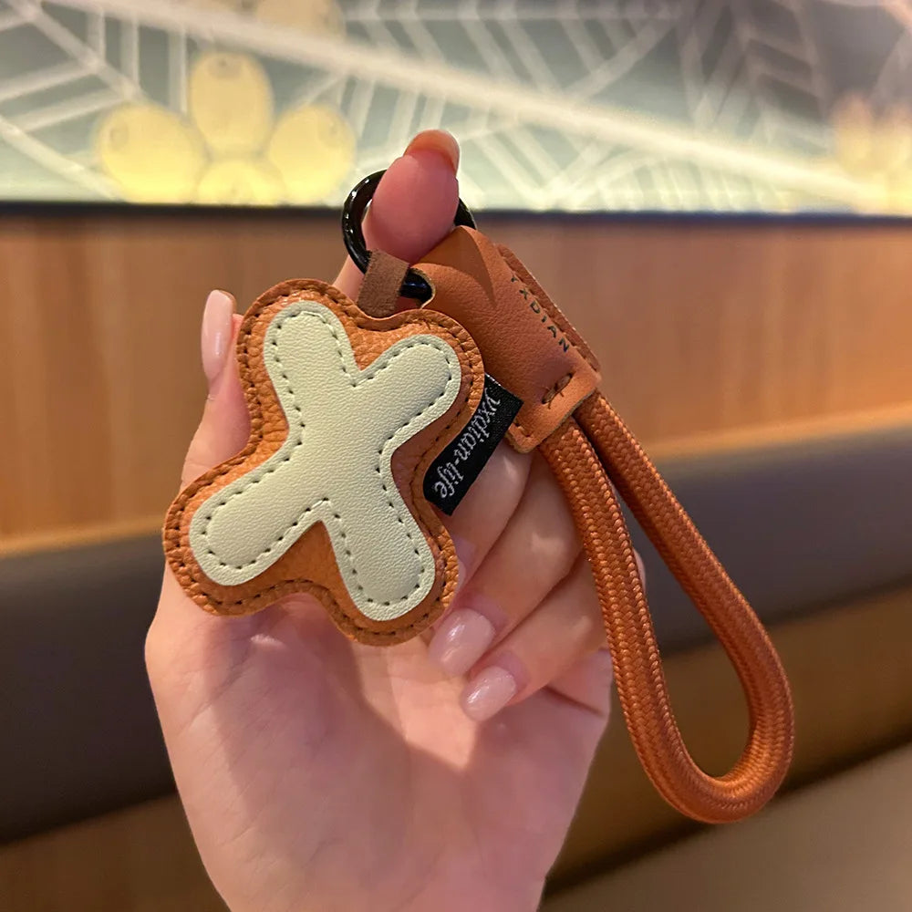 A-Z Leather Initial Keychain - Braided Wristband Pendant for Men & Women, Car, Bag & Phone Case Charm