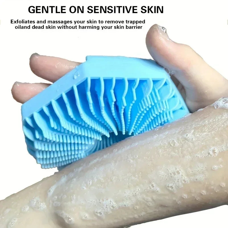 Polygonal Silicone Shower Brush – Handheld Body Scrubber for Skin Cleaning & Scalp Massage