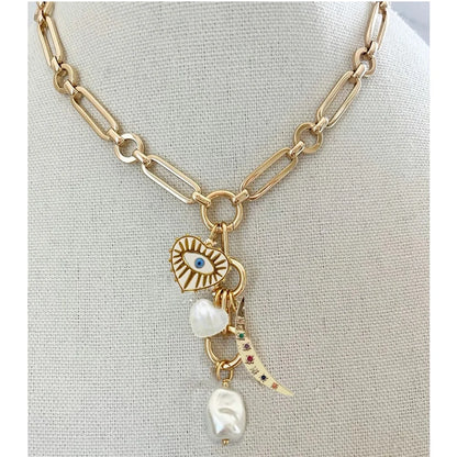 Luxury Pearl Necklace for Women - Adjustable Square Chunky Resin Statement Jewelry