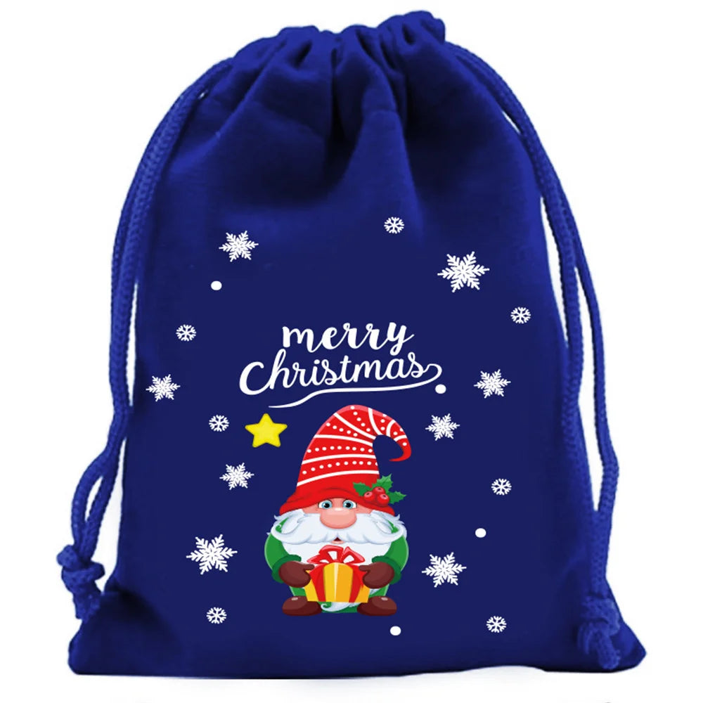 2025 Christmas Velvet Drawstring Bags – Red & Green Candy, Gift, Party, and Biscuit Storage Pouches