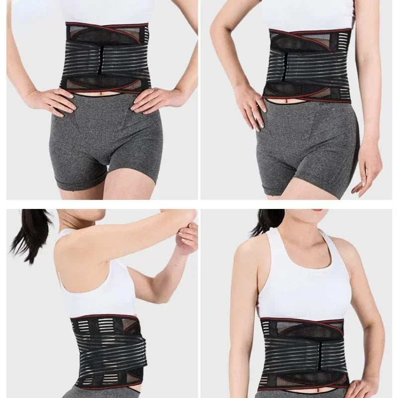 Lumbar Support Waist Belt with Steel Plate – Intervertebral Disc Support for Muscle Strain, Mesh Fixation Belt