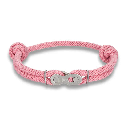 MKENDN Bicycle Chain Bracelet - Adjustable Punk Rock Nautical Rope Wristband with Magic Buckle