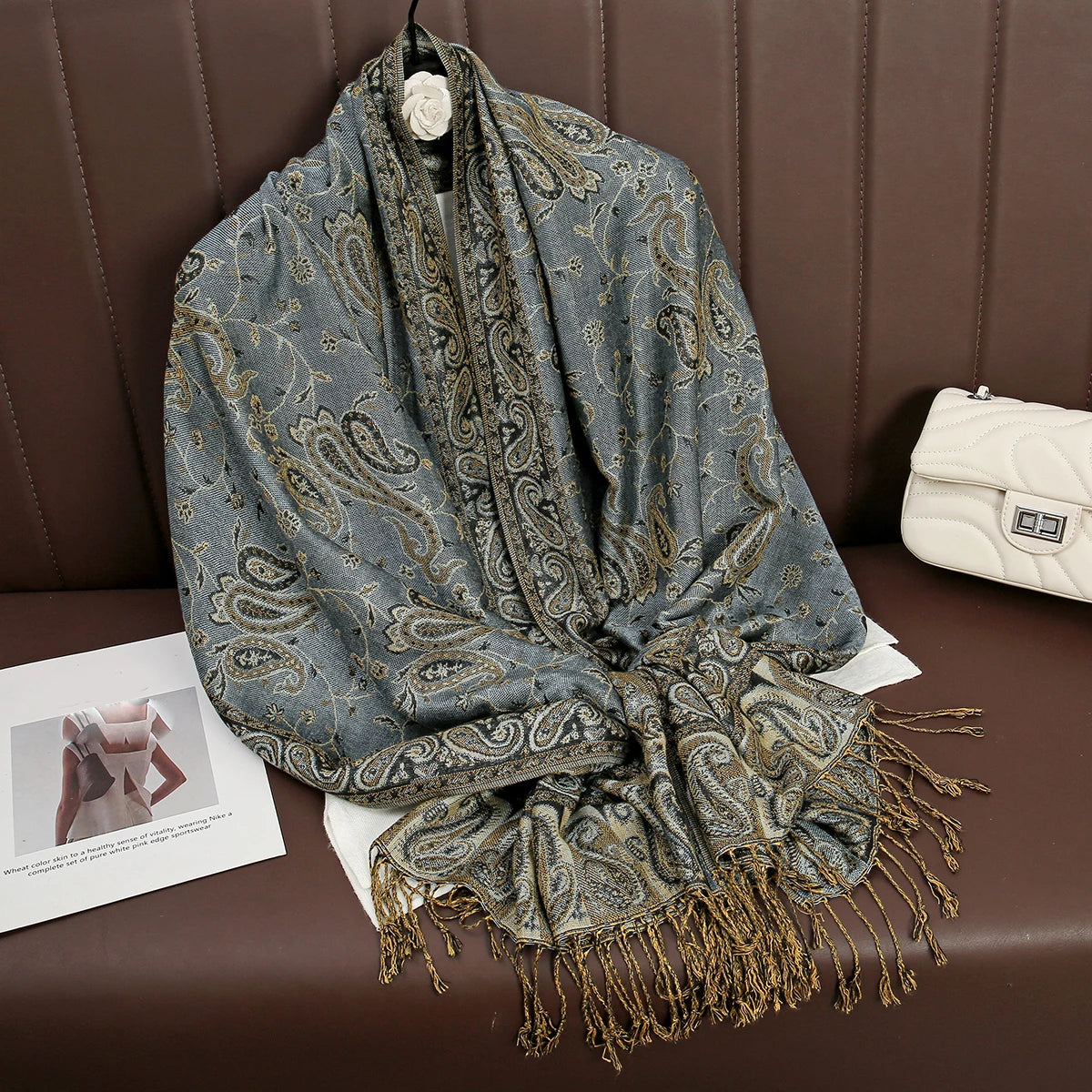 Luxury Autumn Cashmere Pashmina Shawl – Warm Winter Scarves for Women, Printed Cotton Foulard Stole Scarf 2023