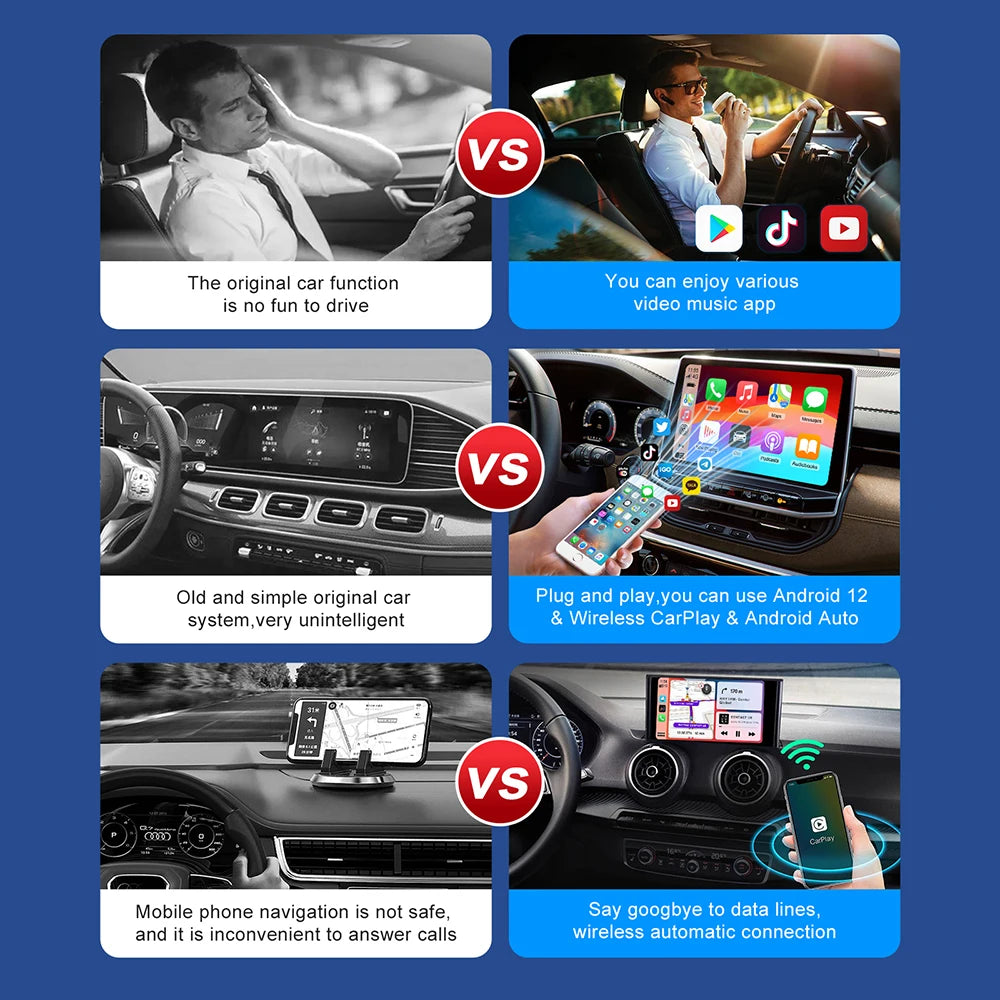 2025 CarPlay Smart AI Box — Wireless Android CarPlay & Android Auto Adapter with Netflix, YouTube & 5G WiFi