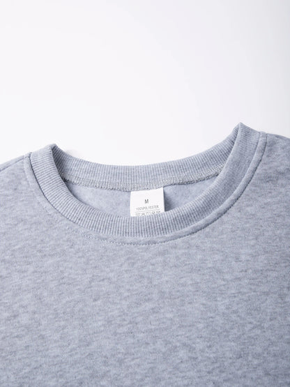 Men’s Crew Neck Sweatshirt — Solid Color Casual Long Sleeve Pullover for Spring Outdoor Sportswear