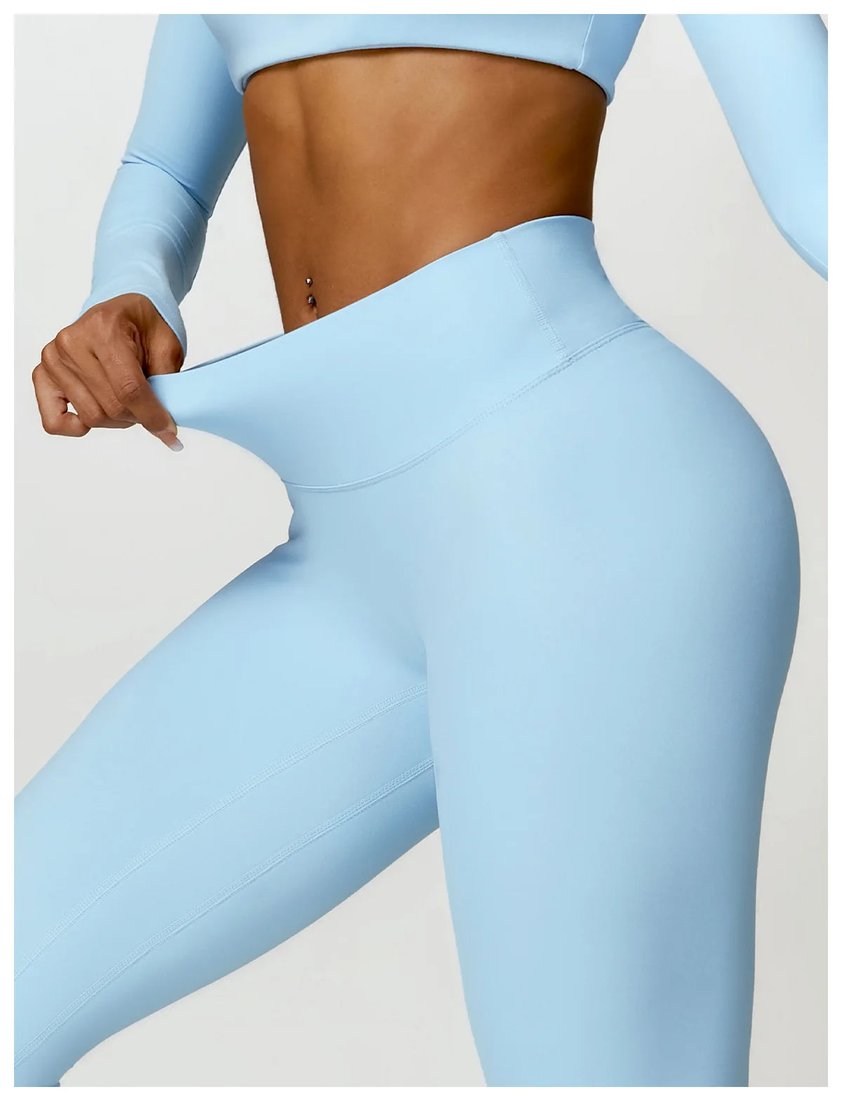 Hearuisavy 2PCS Long Sleeve Gym Set for Women, Quick-Drying Yoga Clothes, Sportswear, Running Leggings, Workout Sports Crop Top