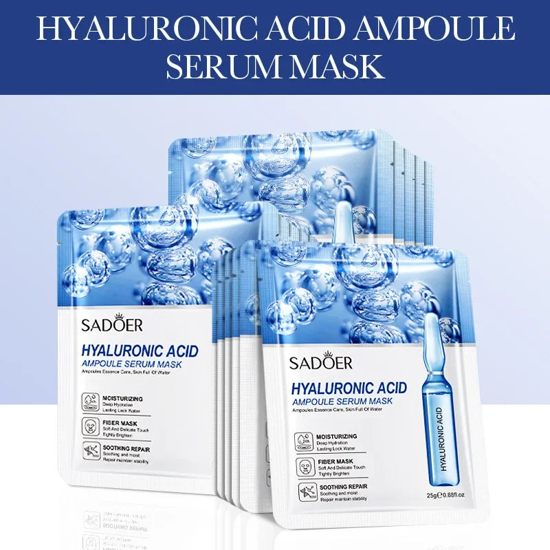 15pcs 24K Gold Hyaluronic Acid Face Mask, Firming, Moisturizing, Anti-Wrinkle, Whitening Skin Care Masks