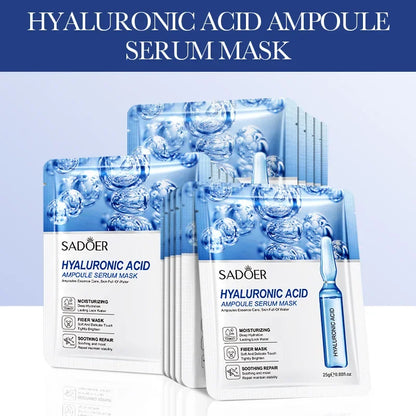 15pcs 24K Gold Hyaluronic Acid Face Mask, Firming, Moisturizing, Anti-Wrinkle, Whitening Skin Care Masks