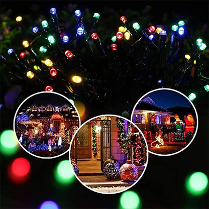 7m 50-Light LED Solar String Lights | 8 Patterns Waterproof Fairy Lights for Garden Wedding Party Decoration