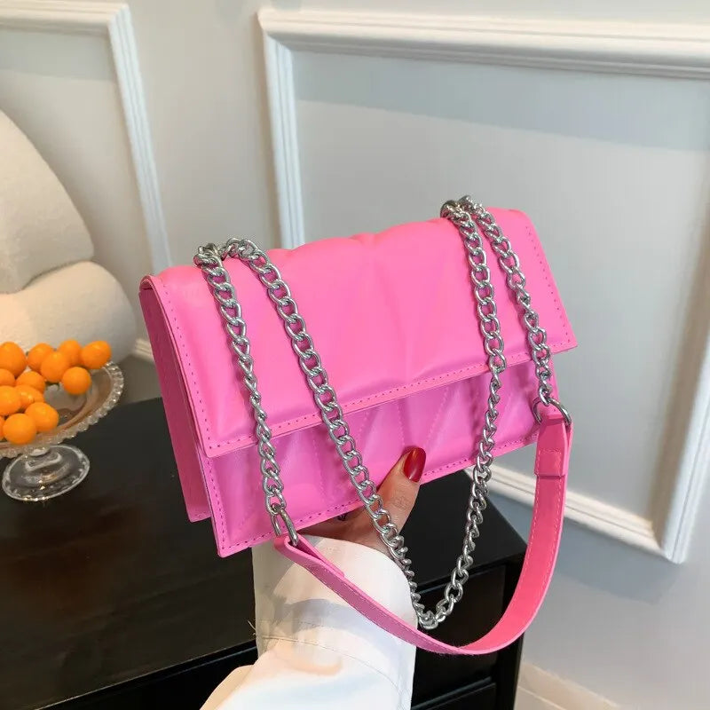 Fashion Trend Crossbody Single Bag: 2024 New Tide Korean Version Small Square Bag with Foreign-Style Chain
