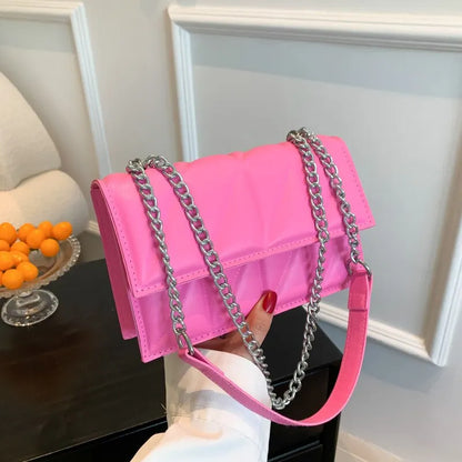 Fashion Trend Crossbody Single Bag: 2024 New Tide Korean Version Small Square Bag with Foreign-Style Chain