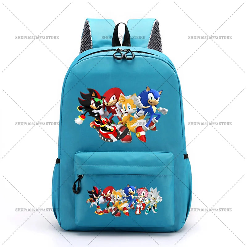 Cartoon Sonic Backpack — School Bag for Kids & Teens Featuring Amy, Rose & Shadow Characters, Perfect Gift for Boys