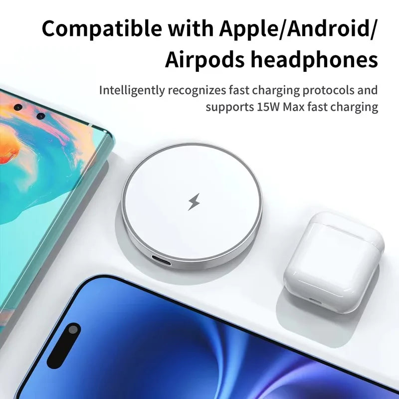Qi2 15W Magnetic Wireless Charger for iPhone 12–18 Series - Fast Charging Pad for iPhone and AirPods