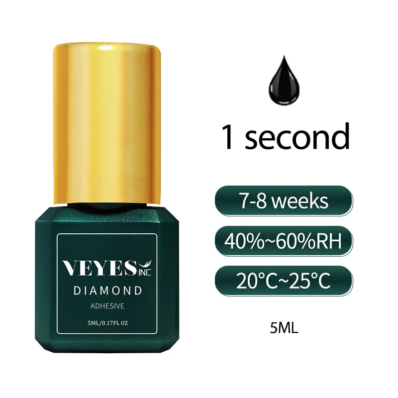 Veyes Inc 5ml Eyelash Extension Glue — Veyelash Fast-Drying Strong Lash Adhesive, 0.5 Sec Dry Time, 7-Week Retention for Volume Lashes