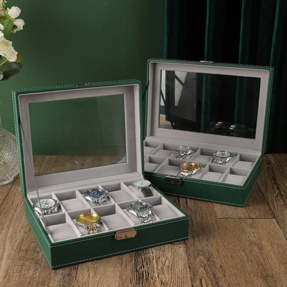 Handmade Luxury Wooden Watch Box – 6/10/12 Grid Display Case & Jewelry Organizer for Watches