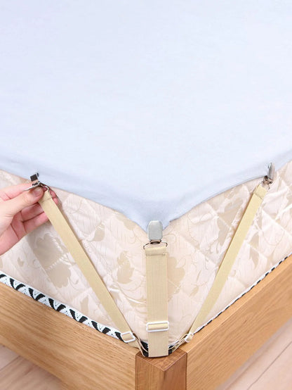 4 Pcs Adjustable Triangle Bed Sheet Holders - Fitted Sheet Clips and Mattress Gripper Suspenders for Secure Bedding