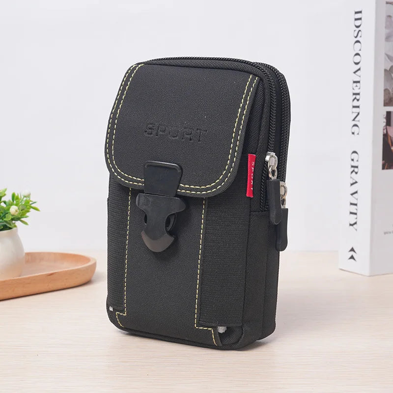 Men's Belt Pouch Mobile Phone Bag – Tactical Holster Waist Pack with Molle System | Small Duty Belt Backpack and Card Holder